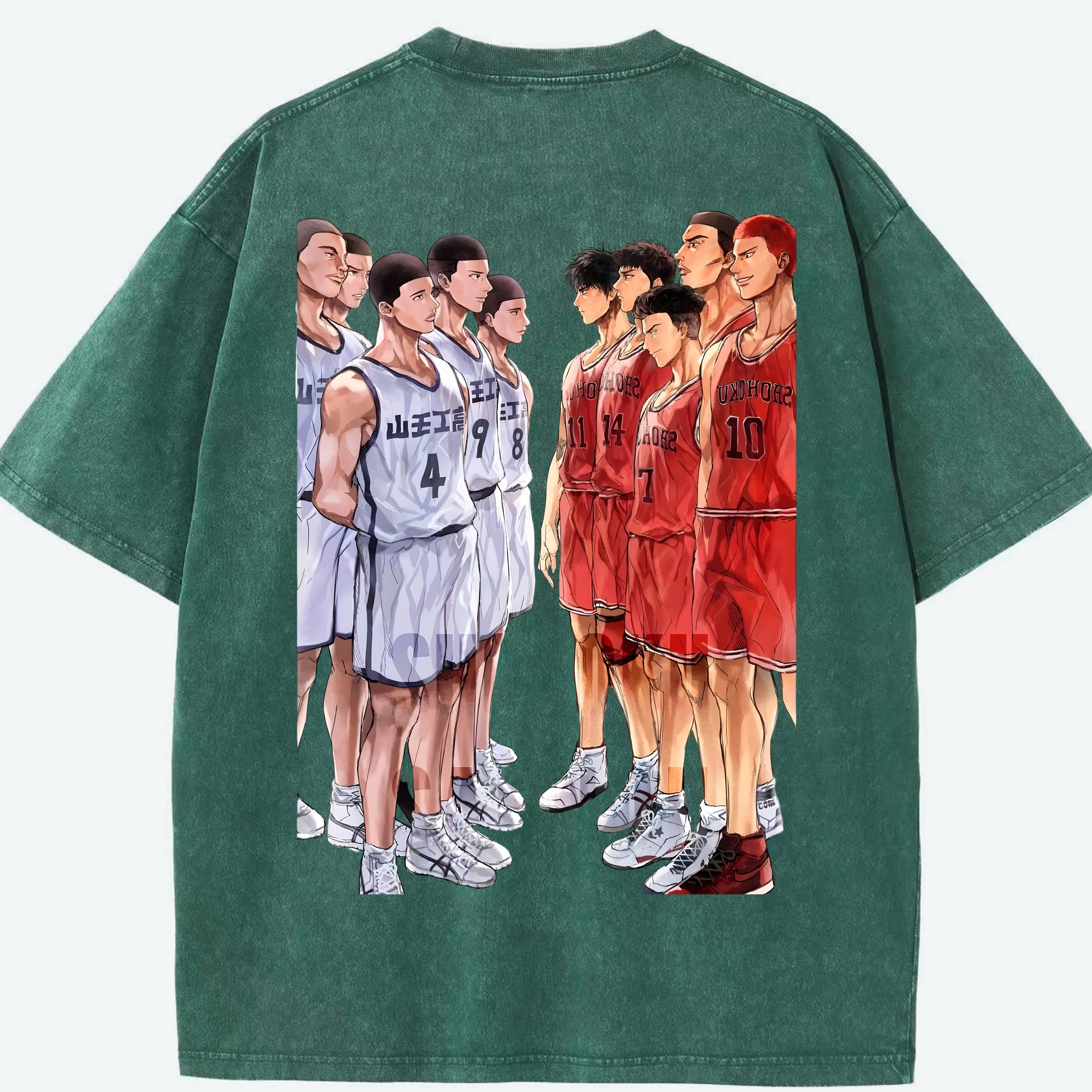 SLAM DUNK／スラムダンク 綿100% ヴィンテージ風 半袖Tシャツ（背面プリント）